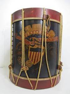 lot 213 image: Awesome LARGE Vintage Hand Painted Patriotic American 5th US Infantry Drum Table