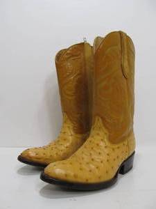 lot 237 image: Quality YONCER Genuine Ostrich Leather Mens Cowboy Boots - Approx Size 7.5
