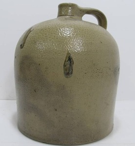 lot 244 image: Excellent Antique Salt Glazed Stoneware Jug w Turkey Droppings