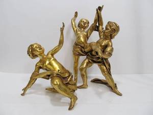 lot 262 image: Gold Gilt Figural Cherub Dancer Sculptures