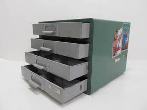 lot 275 image: Small Vintage Industrial Steel 4-Drawer Parts Cabinet