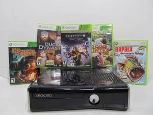 lot 282 image: Black XBOX 360 Video Game Console wGames