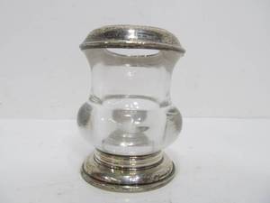 lot 307 image: Old Vintage Signed Sterling Silver & Glass Inkwell