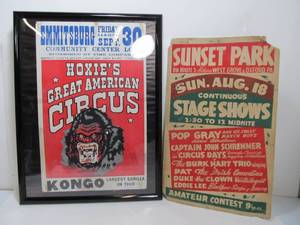 lot 315 image: 2 Original Vintage Cardboard CIRCUS Advertising Posters