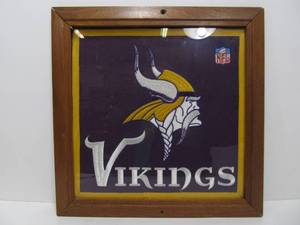lot 317 image: Older Vintage Framed Embroidered MN Vikings 