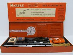 lot 319 image: Complete Vintage MARBLES Gun Cleaning Kit wOuter Sleeve