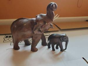 Two Wood Elephants