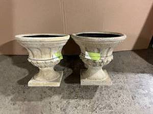 Classic Home & Garden  Luzon 14 in. Natural LavaStone Urn Planter- Lot of 2