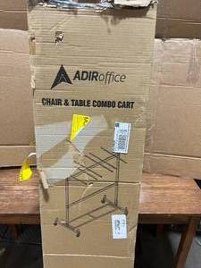 AdirOffice Combo Cart for Chairs & Tables - Foldable Seat & Table Wheeled Caddy - Steel Body Truck with Locking Swivel Caster Wheels - 600 Lbs Weight Capacity - Quick & Easy Assembly
