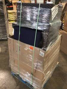 lot 24 image: 7-Piece PE Wicker Rattan Patio Conversation Sets All-Weather Sofa Set with Navy Blue Cushion by JOYESERY Customer Returns See Terms on Auction