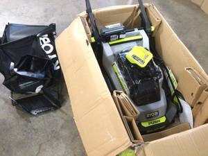 lot 31 image: 40V HP Brushless 20 in. Cordless Battery Walk Behind Push Mower with 6.0 Ah Battery and Charger by RYOBI Customer Returns See  Terms on Auction
