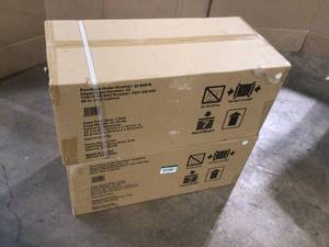 lot 33 image: Lot of 2 Husky Ready-to-Assemble 24-Gauge Steel Wall Mounted Garage Cabinet in Black (28 in. W x 29 in. H x 12 in. D) Customer Returns See Terms on Auction