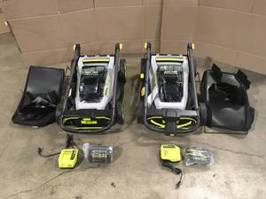 Lot of 2 RYOBI 40V HP Brushless 20 in. Cordless Electric Battery Walk Behind Self-Propelled Mower with 6.0 Ah Battery and Charger Customer Returns See Terms on Auction