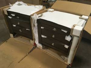 Lot of 2 Madison 2-Drawer Gray Nightstand Customer  Returns See Terms on Auction