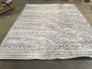 Tulsa2 Dalton Moroccan Trellis Pattern Grey Distressed 9 ft. 3 in. x 12 ft. 6 in. Area Rug by Well Woven Customer Returns See Terms on Auction