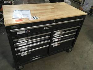 62 in. W x 36 in. D Standard Duty 12-Drawer Mobile Workbench Tool Chest with Full Length Extension Table in All Black by Husky No Keys Included  Customer Returns See Terms on Auction