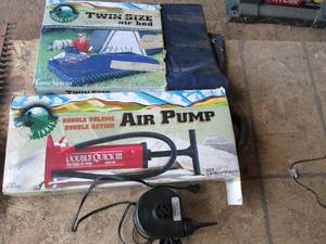 2 air pumps and a twin size Inflata...
