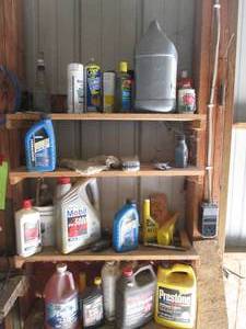 Garage shelf includes coolant, RV a...