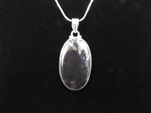 lot 25 image: .925 Sterling Silver Sulemani Kala Hakik Cabochon Pendant Necklace