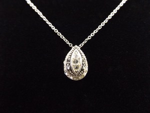 lot 33 image: .925 Sterling Silver Art Nouveau Crystal Drop Pendant Necklace