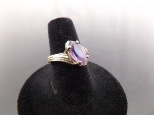 lot 59 image: .925 Sterling Silver Marquise Cut Amethyst Ring Size 6.75