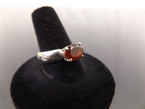 lot 61 image: .925 Sterling Silver Oval Cut Garnet Ring Size 9.5