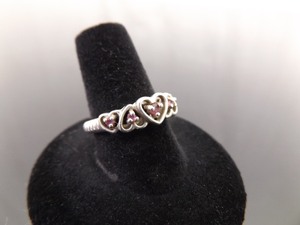 lot 63 image: .925 Sterling Silver Ruby Chip Crystal Ring Size 8