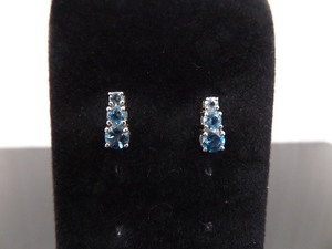 lot 77 image: .925 Sterling Silver Art Nouveau Faceted Topaz Crystal Post Earrings