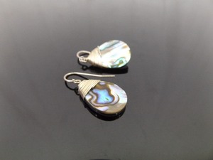 lot 83 image: .925 Sterling Silver Abalone Dangle Hook Earrings