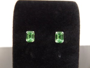 lot 85 image: .925 Sterling Silver&nbspEmerald Cut Peridot Crystal Post Earrings
