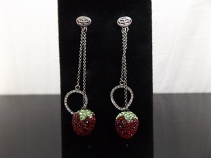 lot 87 image: .925 Sterling Silver&nbspSwarovski Elements Strawberry&nbspDangle Post Earrings