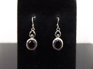 lot 89 image: .925 Sterling Silver Oval Cut Garnet Dangle Hook Earrings