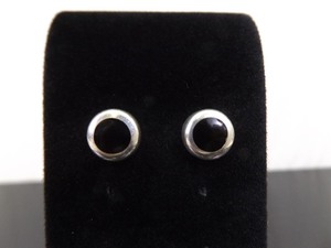 lot 92 image: .925 Sterling Silver Inlayed Black Onyx Post Earrings