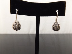 lot 95 image: .925 Sterling Silver Art Nouveau Crystal Drop Dangle Hook Earrings