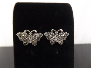 lot 98 image: .925 Sterling Silver Art Nouveau Butterfly Post Earrings