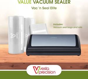 Vesta Precision Vac n Seal Elite Vacuum Sealer with Extra Rolls and Bag