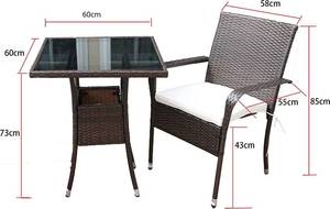 Outdoor Small Patio Table and Chairs Deck Furniture Set for 2