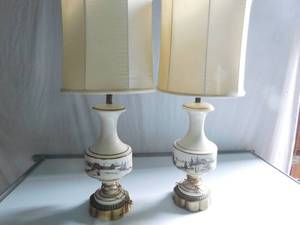 Hand painted Lamps w shades