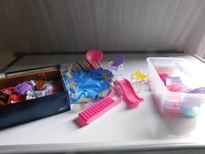 Barbie clothes and beach furniture