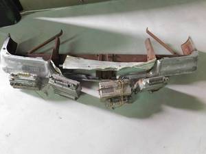 Car bumper and 4 vintage car radios