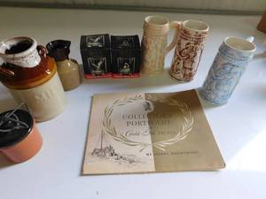 Portfolio of gold etched prints, 2 wildlife glasses & ceramics