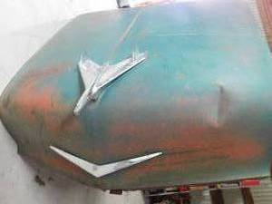 1955 Chevy hood w Hood Ornament