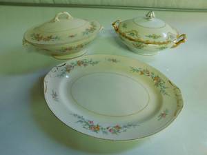Noritake casserole, Homer Laughlin casserole and platter