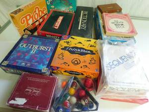 Board games and mini billard balls and rack