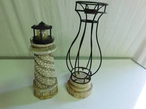 Plant stand, garden decor & solar powered light house