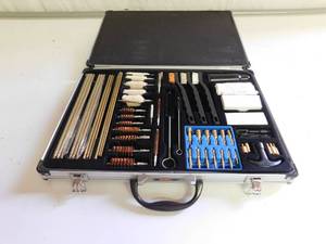 Gun cleaning kit in case