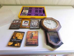 Viking collapsible crate, clock and 5 DVDs