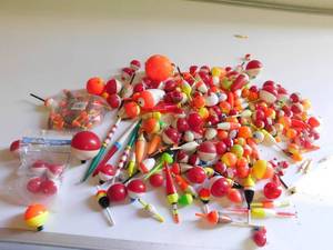 Box of fishing bobbers
