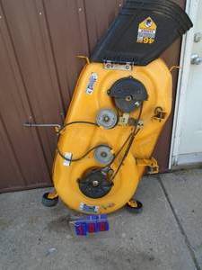 46 Cub Cadet mower deck. Missing belt guard. Otherwise looks in good shape. As shown.