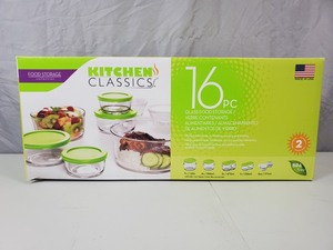 New 16 Piece Kitchen Classics Glass Food Storage Set
